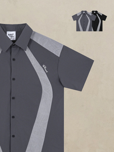 Mt2736 Niche Xu Hướng Phong Cách Mới Biểu Tượng Tùy Chỉnh Đồ Họa Phân Khúc Chắp Vá Lưới Mùa Hè Áo Sơ Mi Nam Áo Sơ Mi Giản Dị - Product Image 2