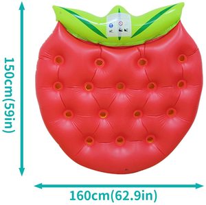 Matelas flottant gonflable personnalisé en PVC de 1,5 m (5 pieds) en forme de fraise avec 16 porte-gobelets pour fêtes <span class=keywords><strong>à</strong></span> la plage - Product Image 5