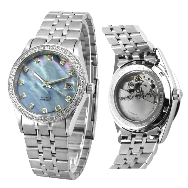 Latest Design MOP Dial All Stainless Steel Sapphire Glass Face Branded Watches for Girls Automatic Watch with Box