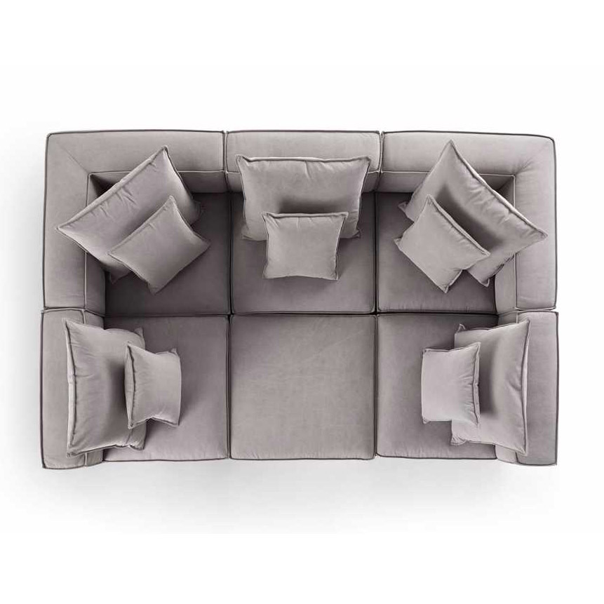 Nordic Style Home Furniture Design Lounge Modular Luxury Fabric Ottoman 6 Seat Living Room Sofas