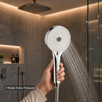Pommeau de douche à main filtré haute pression, fin et large, avec mode brume, finition chromée, pour usage hôtelier