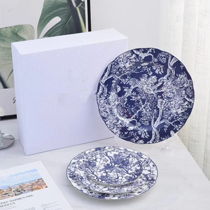 Luxury Bone China Dinnerware 4-Piece Plate <b>Set</b> Steak & Dim Sum Plates Restaurant Tableware - Product Image 2