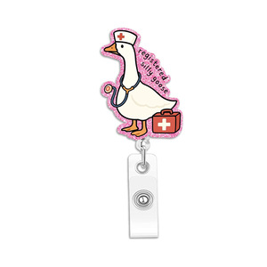 Badge extensible en acrylique à paillettes motif Oie infirmière, avec boucle à dégagement rapide, accessoire de travail, cadeau, vente en gros - Product Image 5