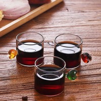 Taza de Vidrio de Borosilicato Hecha a Mano con Asa en Forma de Corazón, Multicolor, para Café o Té, para el Hogar, Restaurante, Juego de Regalo