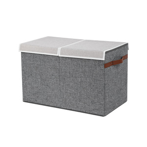 Clothing <b>Storage</b> <b>Box</b> Large Capacity Fabric Rectangular Toy Organizer Bedroom Household Stackable <b>Beige</b> Gray - Product Image 2