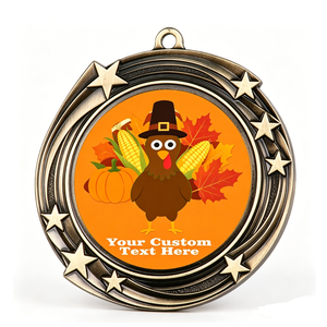 Médaille de Thanksgiving en forme de dinde, plaquée or, en alliage de zinc, impression numérique circulaire, thème animal, récompense - Product Image 6