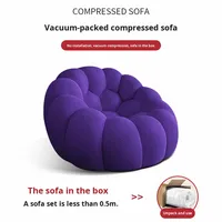 Fauteuil Bulle Rond Moderne Violet, Canapé Paresseux Compressé Sous Vide pour Petits Espaces, Idéal Salon, Chambre, Appartement
