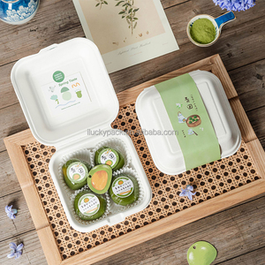 Caja de comida rápida Concha comida papel pulpa caja cuadrada bagazo hamburguesa caja para sándwiches Bento Cake - Product Image 6