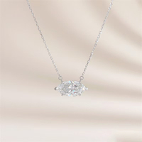 Collana con Pendente a Marquise in Oro Bianco 18K con Diamante Coltivato in Laboratorio, Catene Raffinate con Diamanti per Donna, Gioielli con Diamanti Coltivati, Charm