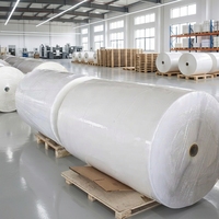Papier d'art semi-brillant de 1535 mm provenant d'une usine à source durable, étiquette autocollante jumbo, matière première pour étiquette à transfert thermique, rouleau jumbo