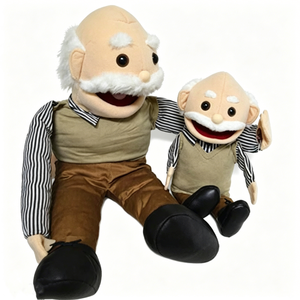 Set de marionetas de mano personalizadas de abuelo, marioneta de mano de anciano, marioneta de peluche de abuelo, marioneta de personaje mayor, marionetas de mano familiares - Product Image 2