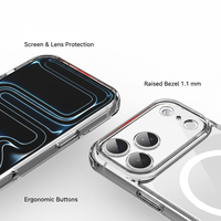 Coque de téléphone transparente magnétique 2-en-1 TPU+PC avec gravure au laser pour 17 & Pro Max, protection antichoc