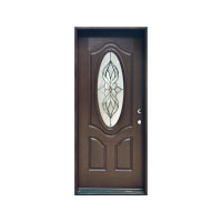 Porte d'entrée extérieure en fibre de verre pré-montée, norme US/UK, cadre en PVC, étanche, design moderne pour villa et appartement