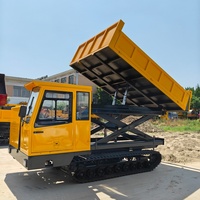 Camion benne sur chenilles en caoutchouc de 6 tonnes, conception à chenilles larges, levage hydraulique de conteneurs, hauteur de levage maximale de 2 m, camion benne tout-terrain
