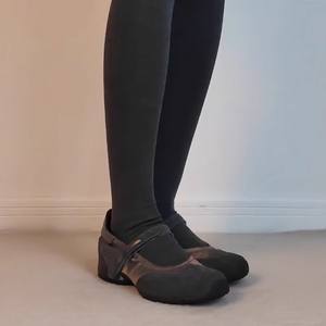 Chaussures plates décontractées en cuir véritable pour femmes, style rétro, bout rond, semelle souple, à bride unique, antidérapantes, avec talon compensé discret - Product Image 5