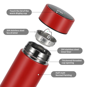 Bouteille d'eau intelligente en acier inoxydable écologique de 500 ml avec affichage de la température et couvercle LED, gobelet pour cadeaux d'affaires - Product Image 5