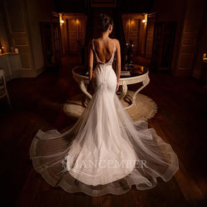 Jancember TK93-<span class=keywords><strong>46</strong></span> sexy col en v dentelle appliquée 2025 robes de mariée sur mesure - Product Image 3