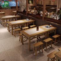 Meubles de restaurant chinois traditionnels en bois massif, bancs, tables, chaises, mobilier commercial durable et écologique, modèle Youmu Shiguang