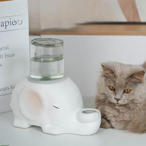 Bebedero de Cerámica con Diseño de Tortuga y Elefante con Botella de Vidrio para Gatos, Antideslizante, a Prueba de Derrames y Mantiene la <span class=keywords><strong>Barbilla</strong></span> Seca - Product Image 2