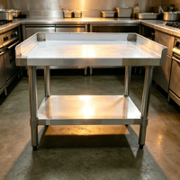 Table de préparation commerciale en acier inoxydable avec étagère inférieure pour hôtels, restaurants et cuisines