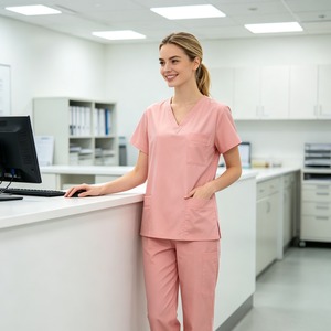 Unisex <strong>Medical</strong> Scrub Set Side Slit <strong>Hem</strong> Scrub Top Elastic Drawstring Pants for Healthcare Practitioners - Product Image 1
