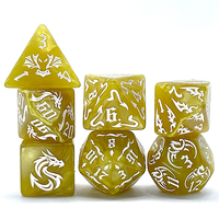 Nouveau 7 dés RPG acrylique polyédriques D20 conception de dragon d'or pour donjons Dragons Pathfinder pour jeux de société Warhammer
