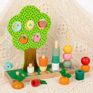 สินค้าดรอปชิปปี 2026 ของเล่นไม้หลากสีสันสำหรับการศึกษาปฐมวัย ตัวต่อผักผลไม้รูปสัตว์ - Product Image 3