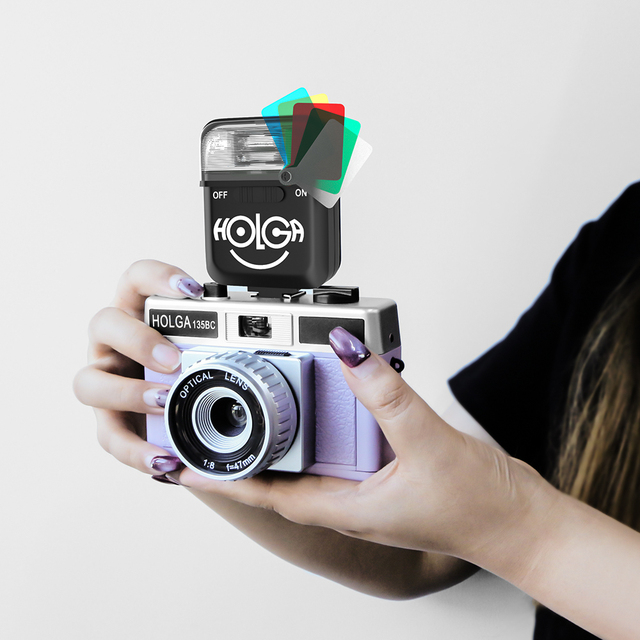 Factory Wholesale Mini F12 Retro Film Camera Flash with 5-Color Creative Light Filters Portable for HOLGA and Digital Cameras