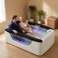 Spa Intérieur de Luxe en Acrylique de 1,9 m en Gros d'Usine avec Cascade, Bain à Remous, Jupe Latérale en Verre et Massage à Bulles d'Air