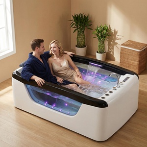 Spa Intérieur de Luxe en Acrylique de 1,9 m en Gros d'Usine avec Cascade, Bain à Remous, Jupe Latérale en Verre et Massage à Bulles d'Air - Product Image 5