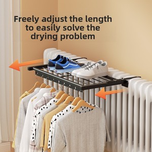 Séchoir à linge mural en métal - Installation <span class=keywords><strong>sans</strong></span> perçage, utilisation intérieure/extérieure, balcon et salle de bain, durable, gain de place - Product Image 2