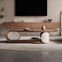 Table basse de designer minimaliste Art Sense Table basse de salon moderne et légère en forme de noyer plaqué de luxe