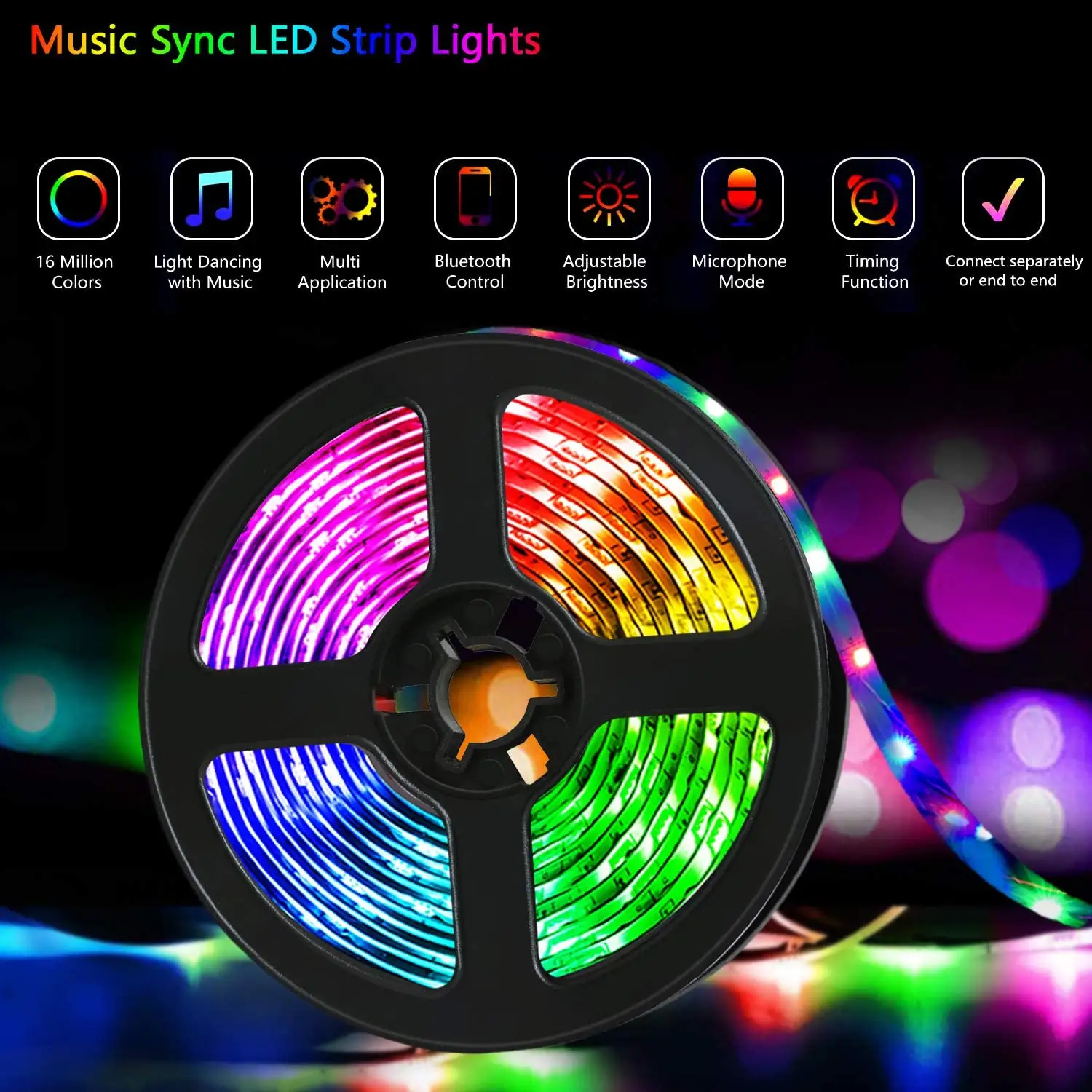 Cheap 300 LEDs DIY Flexible Waterproof Decorative Colorful Strip Light Smart Neon String LED Lights RGB for Party KTV
