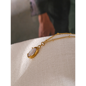 JINYOU 298 Collana con Ciondolo Rotondo in Perla Naturale per Donne, Placcata in Oro 18K, Acciaio Inossidabile - Product Image 4
