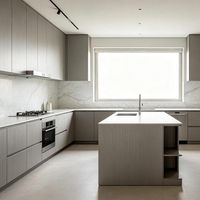 Meuble de cuisine modulaire de conception moderne, prêt à assembler, en bois massif, armoire de rangement de luxe haute pour cuisine