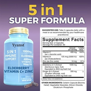 Cápsulas de Extracto de Saúco de Marca Privada OEM/ODM con Vitamina C y Zinc para Adultos, Refuerzo del Sistema Inmunitario, Promueve la Salud Ósea - Product Image 5