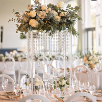 80cm Hauteur Cristal Fleur Stand Lustre De Table De Mariage Centre De Table Rectangle Acrylique Centre De Table De Mariage Stand