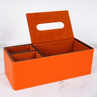 Boîte à mouchoirs multifonctionnelle en cuir PU imperméable avec logo imprimable, fond magnétique, organisateur de télécommandes, pour hôtel