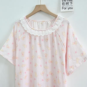 Nuova <span class=keywords><strong>Camicia</strong></span> <span class=keywords><strong>da</strong></span> <span class=keywords><strong>Notte</strong></span> Estiva Elegante con Bordo in Pizzo 100% <span class=keywords><strong>Cotone</strong></span> Abbigliamento <span class=keywords><strong>da</strong></span> Casa Comodo per Donne - Product Image 5