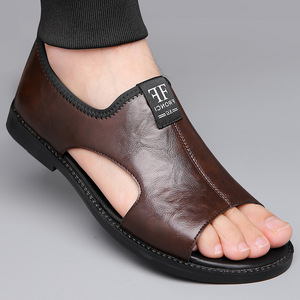 Sandalias de Verano de Cuero Genuino para Hombre, Diseño de Punta Abierta, Parte Superior de Malla, Suela Suave, Transpirables, con Soporte de Arco, Ligeras y Fáciles de Poner - Product Image 2