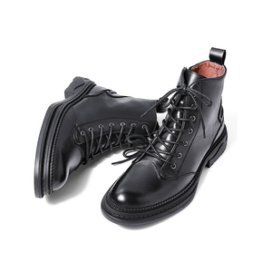 Stivali da lavoro da uomo fatti a mano in pelle di vacchetta classici in stile britannico americano in pelle traspirante per uomo stivali da cavaliere retrò - Product Image 5