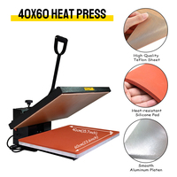 Presse à chaud manuelle 40x60cm (16x24 po) à bras unique, avec plaque de base en aluminium épais, pour transfert par sublimation sur T-shirts, équipement d'atelier