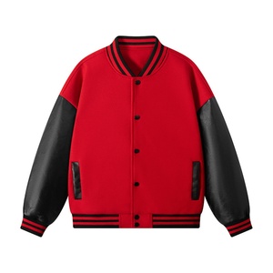 Chaqueta Varsity Retro de Dos Tonos con Mangas de PU para Hombre 2025 - Chaqueta de Béisbol Estilo Urbano con Cierre de Botones a Rayas, Logotipo Personalizado y Corte Holgado - Product Image 5