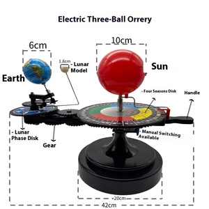 Strumento didattico manuale elettrico modello <span class=keywords><strong>luna</strong></span> sole terra che corre globo a tre sfere per studenti di notte di giorno in plastica - Product Image 3