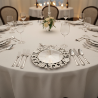 Assiettes de présentation rondes en plastique argenté motif récif pour mariage, sous-assiettes décoratives pour table, assiettes en plastique pour mariage
