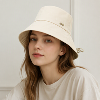 Chapeau Bob Femme à Large Bord en Coton Anti-UV, Casquette de Pêcheur Personnalisable avec Logo Brodé, Chapeau de Plage d'Été – Vente en Gros