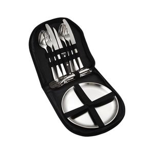 Travel Portable Cutlery Set Outdoor Fork Spoon Stainless Steel Silverware Gold Food <b>Tray</b> - Product Image 5