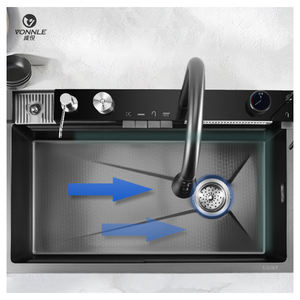 2025 Populaire Grote Enkelvoudige Multifunctionele Spoelbak Anti-Kras LED Digitaal Display 304 RVS Waterval Keuken Spoelbakken - Product Image 3