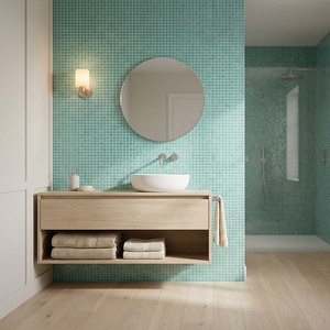Mosaico Bruma Verde Acqua 30,5x30,5 Cm 5 Mm Lucido con Bordi Irregolari - Product Image 6