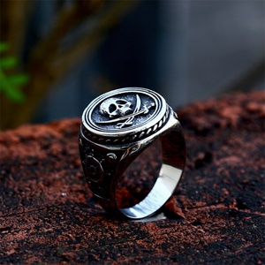 Anillos de Dedo Estilo Hip Hop, Joyería Punk, Anillos de Calavera de Acero Inoxidable para Hombre - Product Image 1